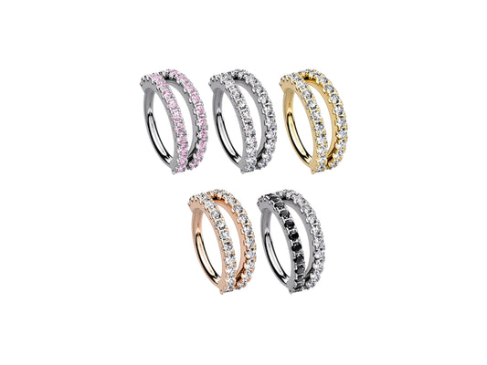 Double Line Cz Bendable Nose Hoop Ring, Thin Snug Fit Nose Piercing Hoop Ring Jewelry, Multipurpose Various Piercings Hoop Ring Various