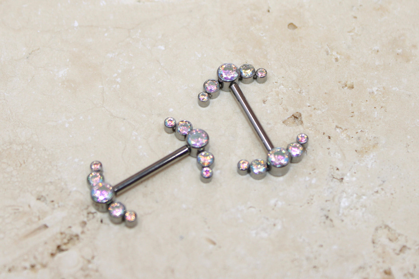 Internally Threaded Titanium Nipple Ring, 14G Sparkle Bezel Multicolor Gem Nipple Piercing Jewelry Comfortable Fit Body Piercing Jewelry