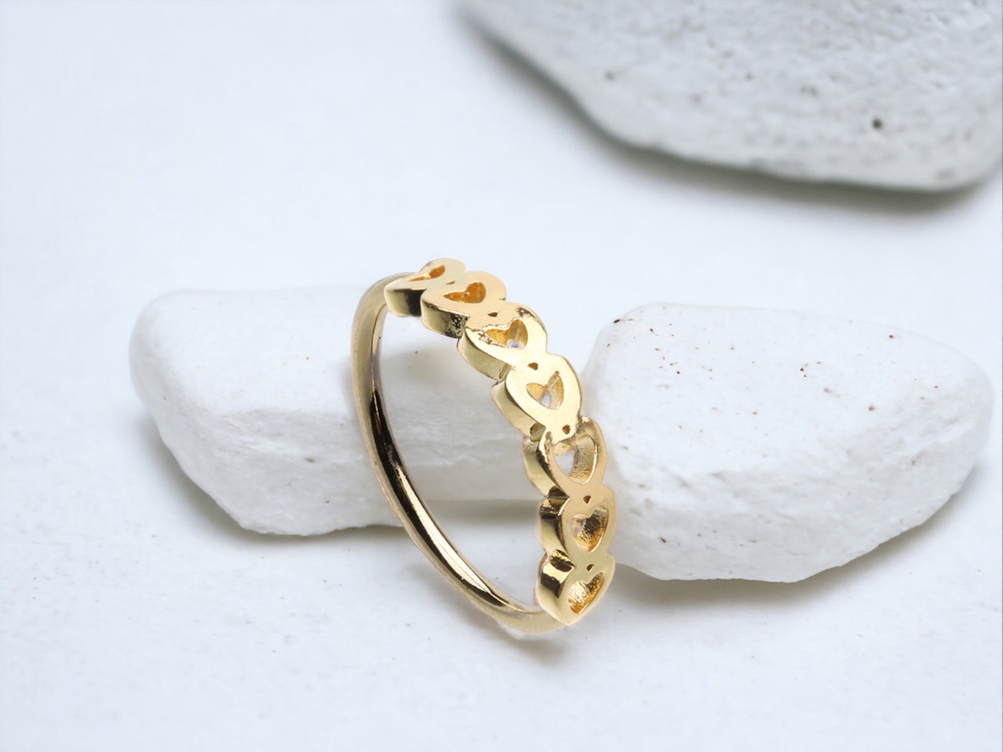 Heart Nose Ring, Multiple Linked Heart Nose Piercing Hoop Ring, 20g Nose Piercing Body Jewelry