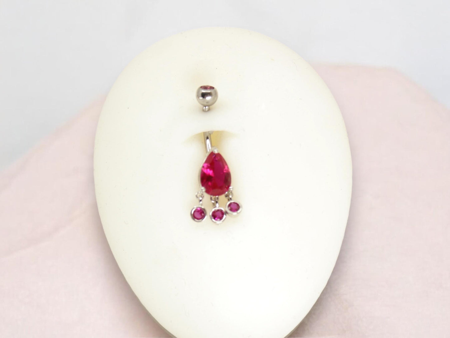 Dangling Belly Button Ring, Teardrop CZ Stone Belly Piercing Jewelry, 14g Body Jewelry, Navel Piercing Bar, Multicolor Belly Jewelry