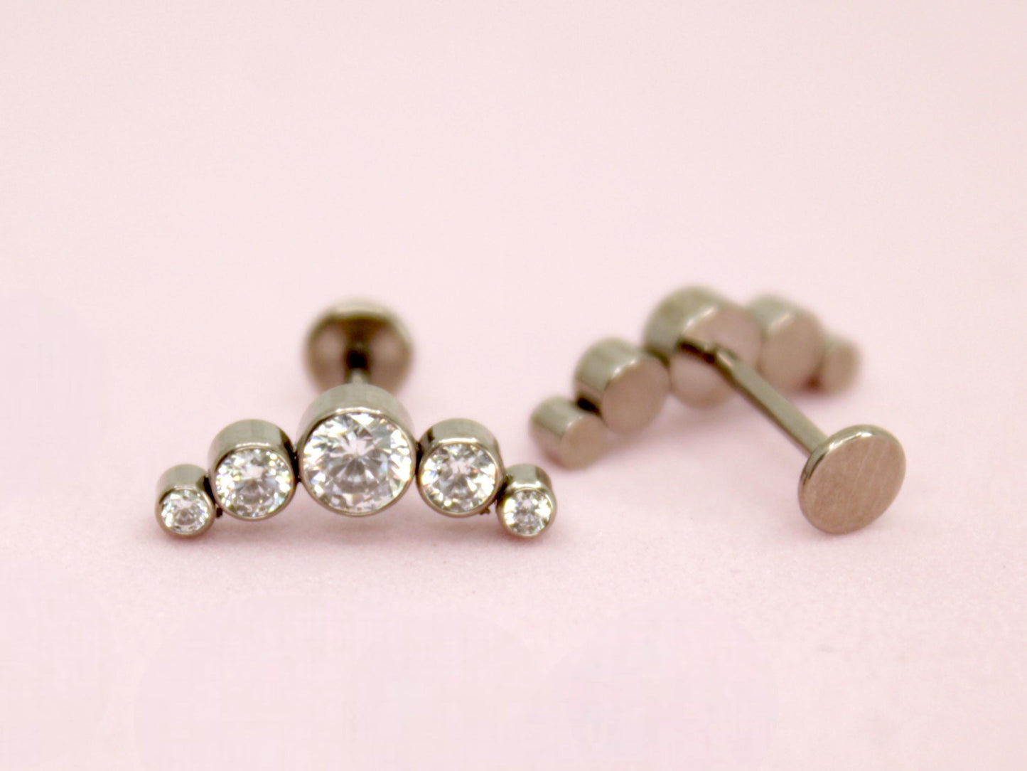 Titanium Threadless Silver Flat Back Earring, 18G Push In Labret Monroe Piercing,8mm Cartilage Piercing,Conch Piercing, Ear Piercing Jewelry