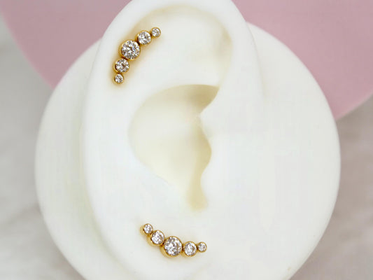 18G Titanium Push In Labret Piercing, Threadless Gold Flat Back Earring, 8mm Cartilage Piercing, Conch Piercing, Ear Piercing Jewelry