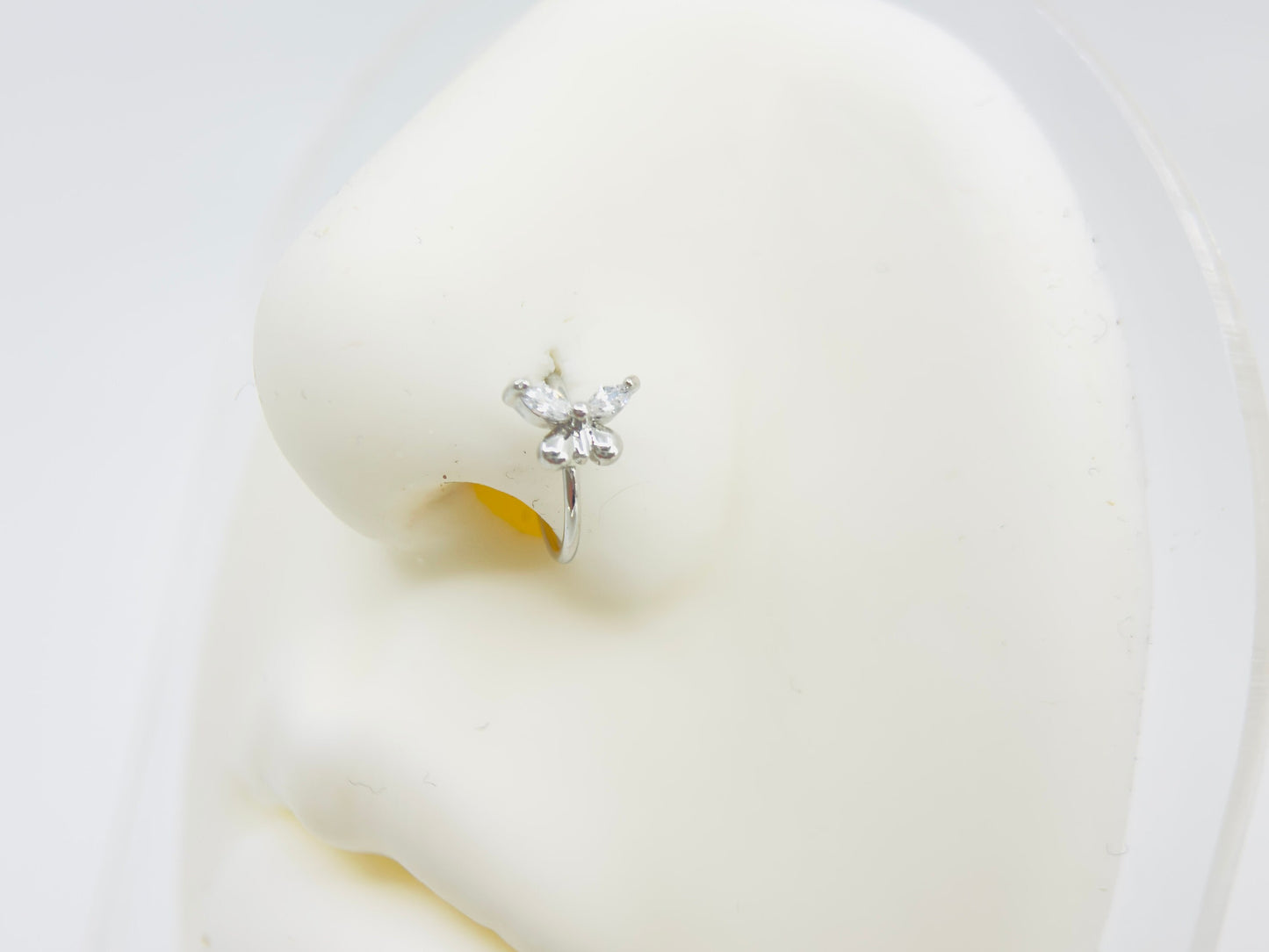 20g Butterfly Nose Hoop Ring, Dainty CZ Gold Bendable Nose Ring Piercing , Minimal Nose Jewelry, Body Piercing Jewelry