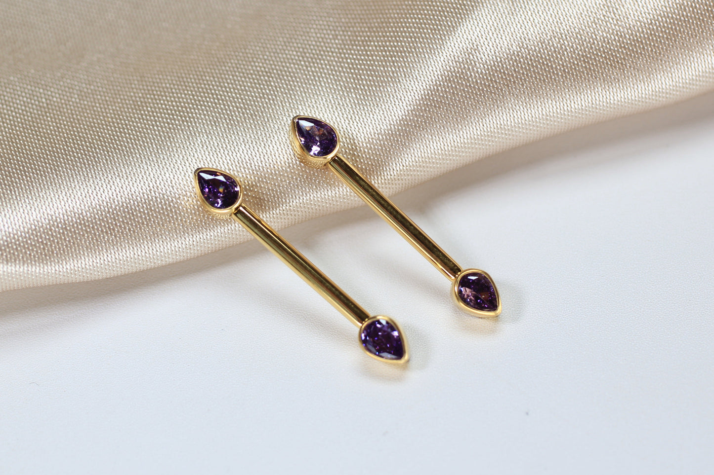 Purple Titanium Internally Threaded Nipple Barbell.