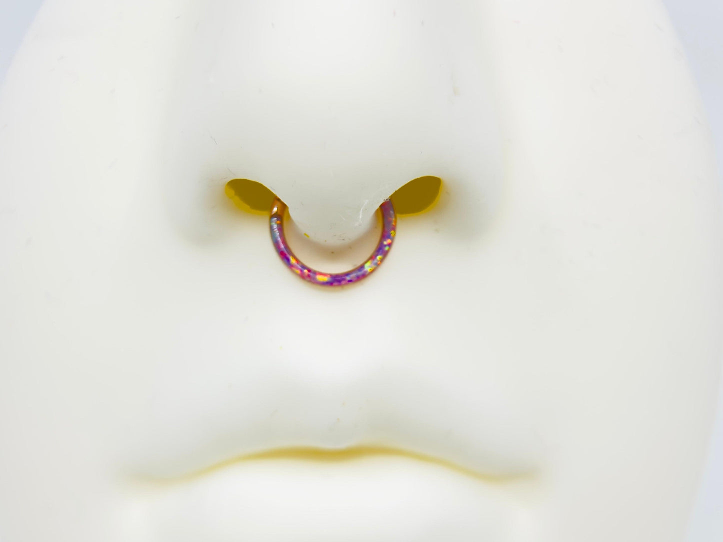 16G Rose Gold Pink Opal Front Dainty Simple Style Septum Piercing Ring, Nose Piercing Ring, Septum Nose Jewelry