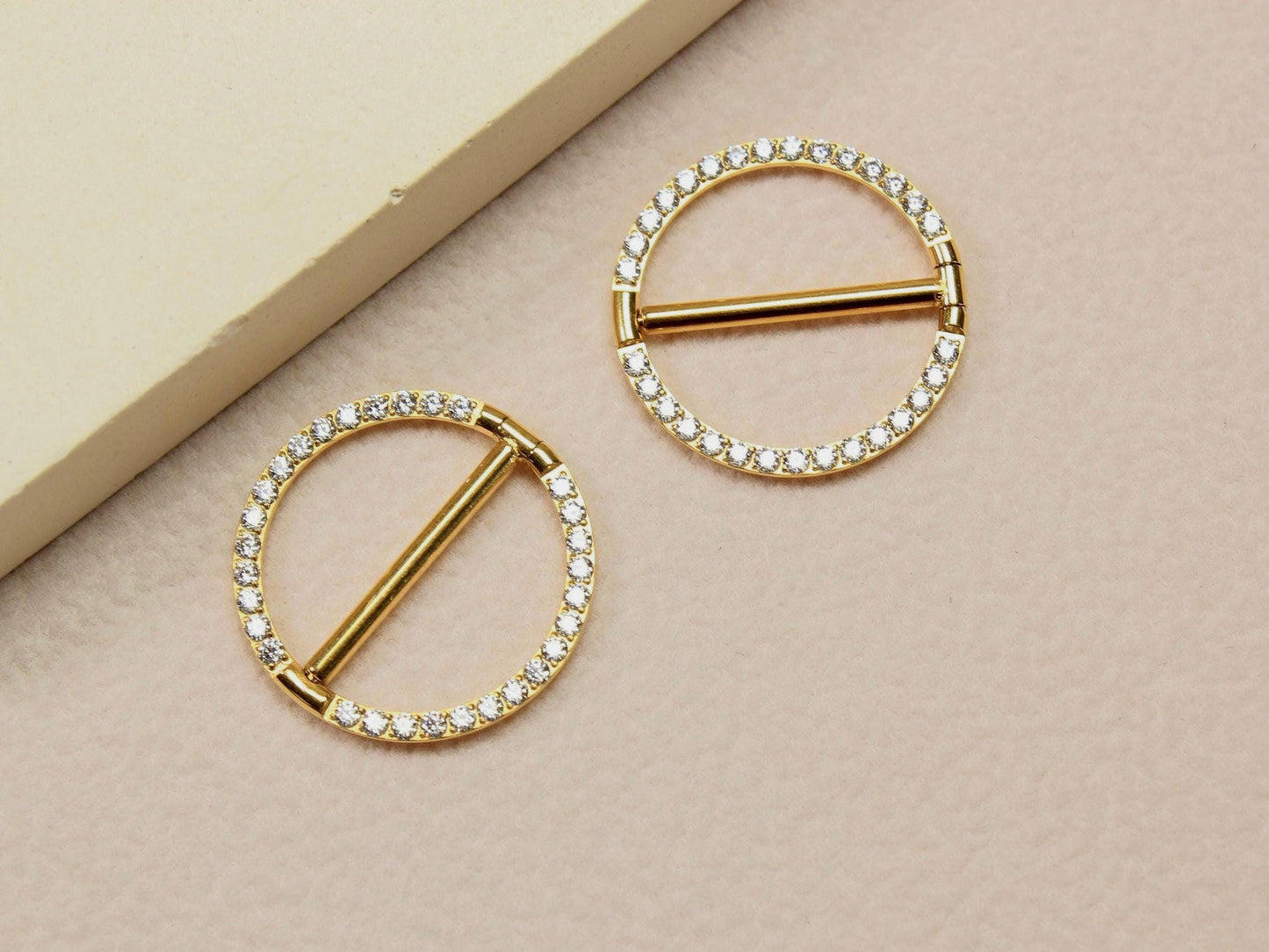 Gold Nipple Clicker Ring, 14g Titanium Round Nipple Ring Piercing, Dainty Nipple Barbell, Minimalist Body Piercing Jewelry