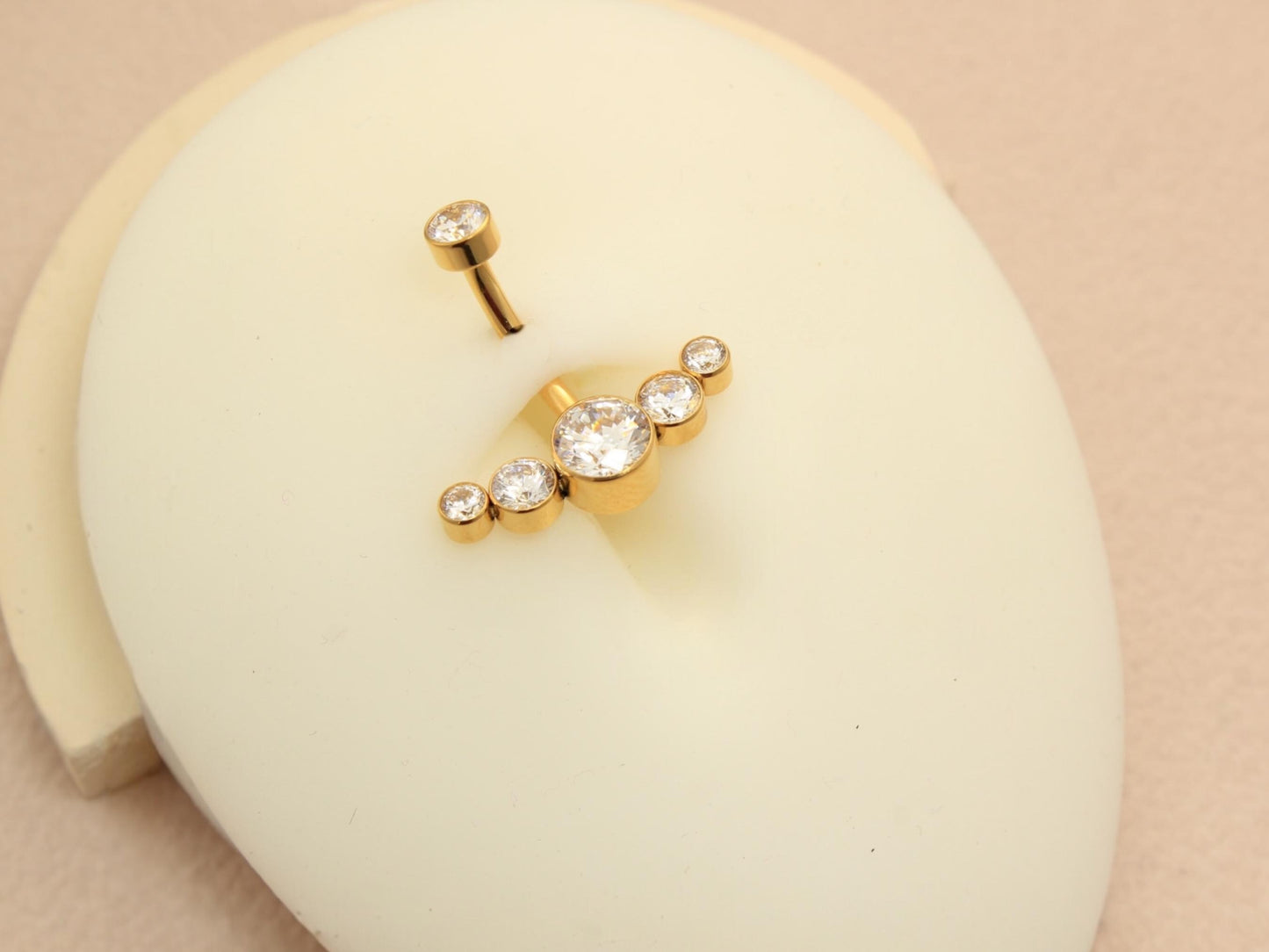14G Gold Belly Button Ring, Implant Grade Titanium Belly Ring, Gold Navel Piercing, Hypoallergenic Body Jewelry