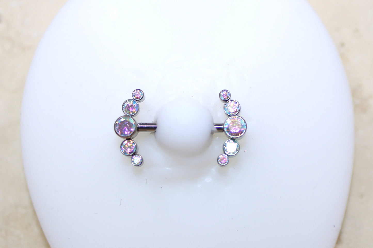 Internally Threaded Titanium Nipple Ring, 14G Sparkle Bezel Multicolor Gem Nipple Piercing Jewelry Comfortable Fit Body Piercing Jewelry