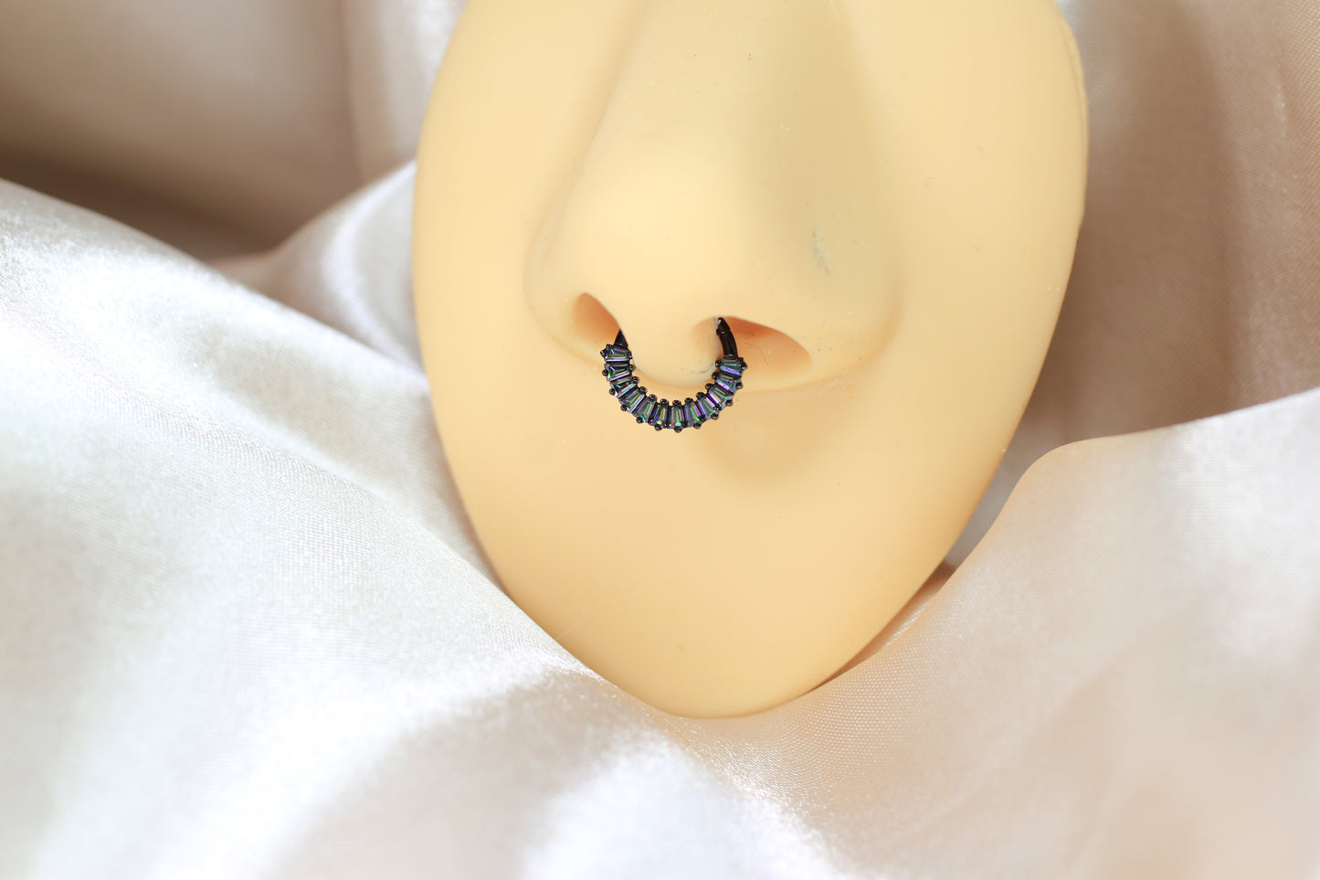 Black Vitrail Titanium Septum Clicker Ring.