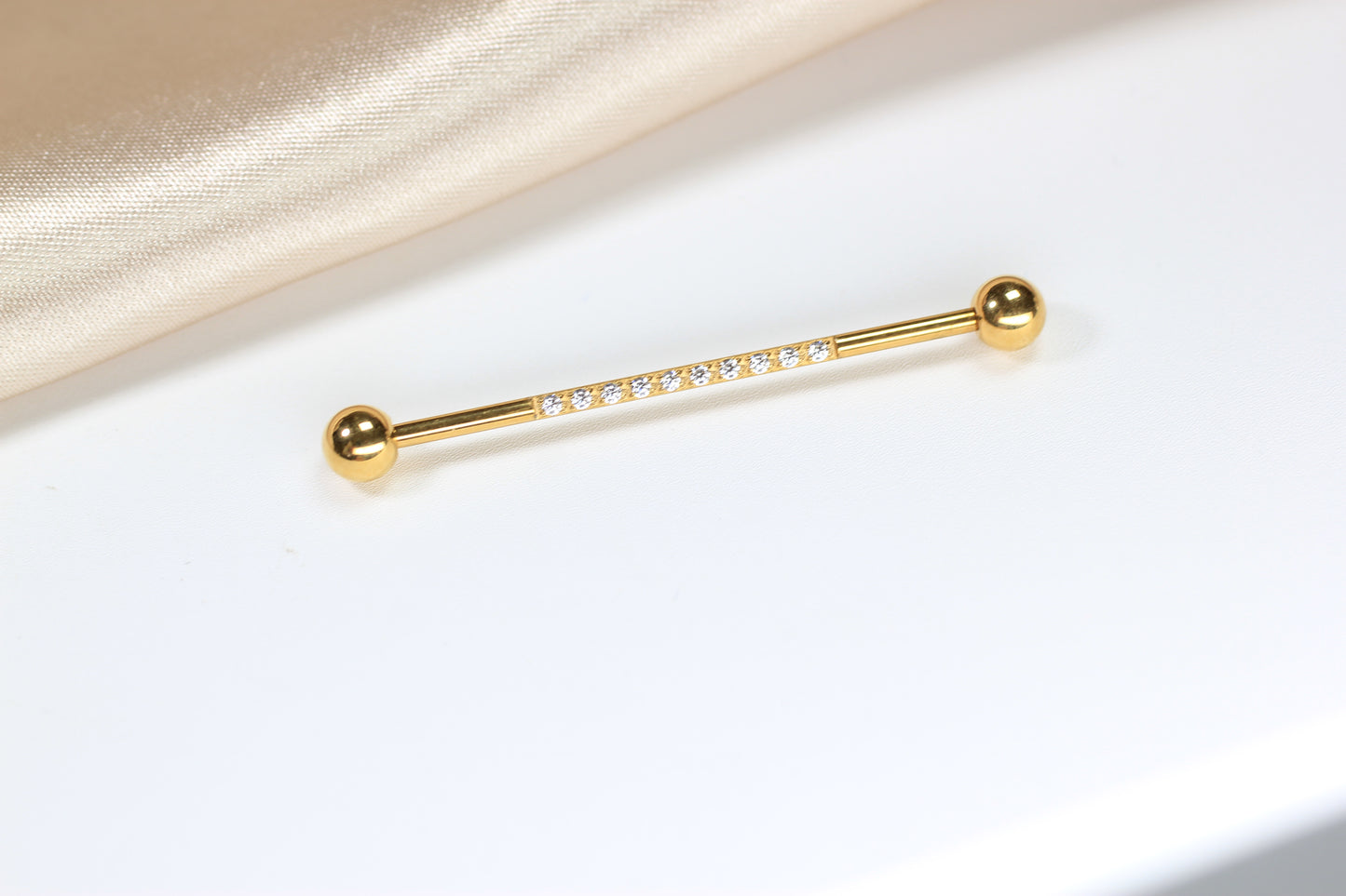 14G Titanium Industrial Barbell with CZ.