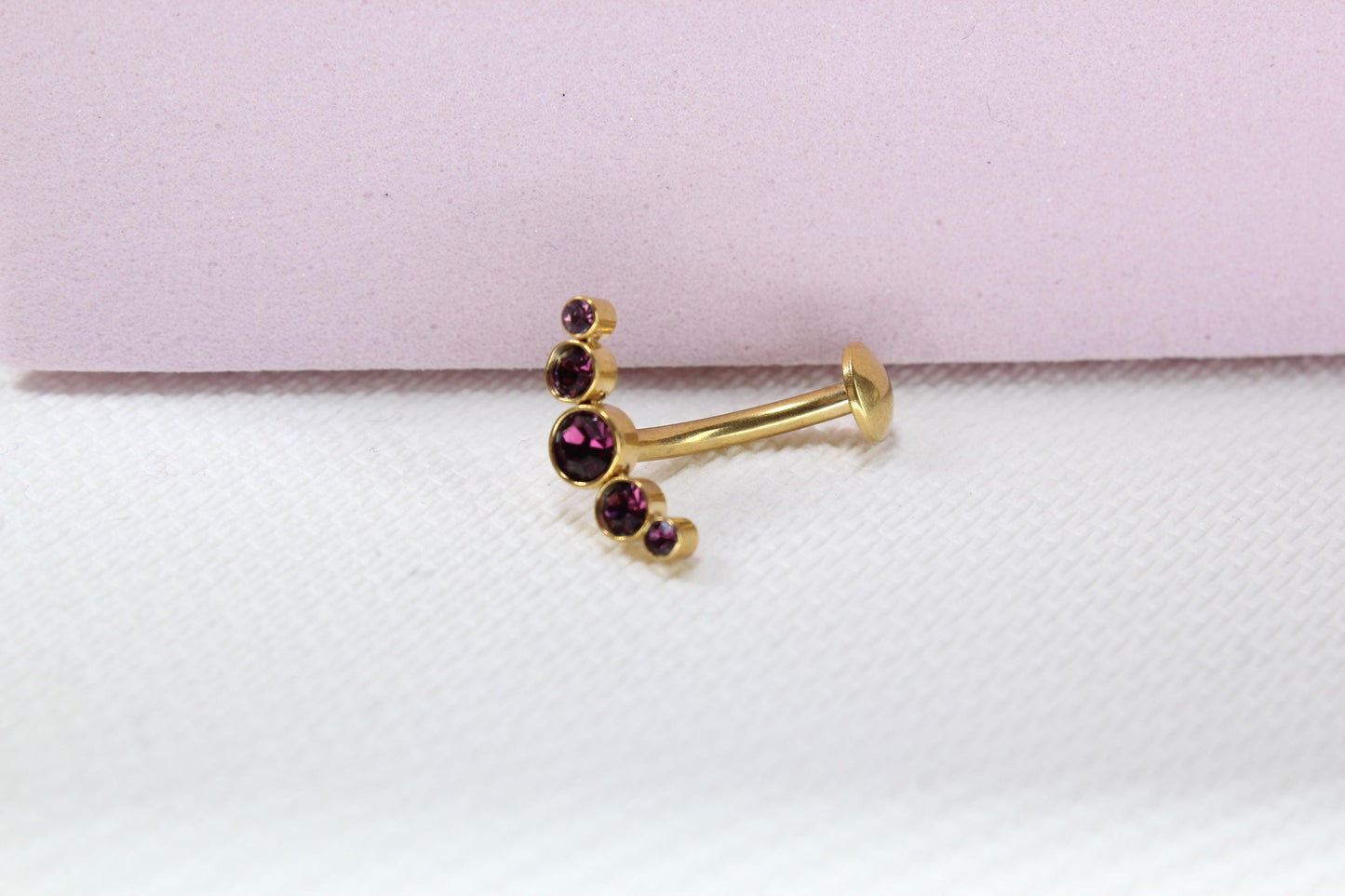 14G Titanium Gold Purple Gem Threadless Belly Button Ring