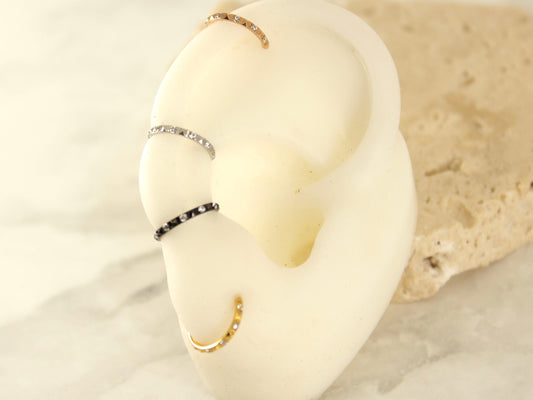 Conch Hoop Ring, Dainty Cz Stud 16g Septum Nose Conch Cartilage Daith Piercing Hinged Hoop Ring, Multipurpose Hoop Earring Clicker Ring
