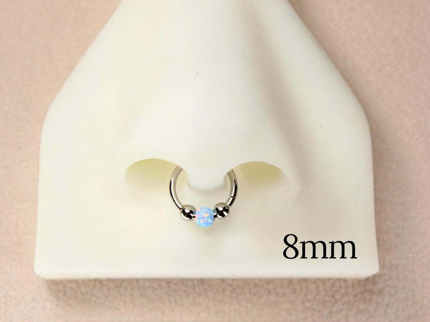 Titanium Opal Septum Nose Ring, 18G Opal Ball Septum Clicker Ring Piercing, Nose Piercing Body Jewelry