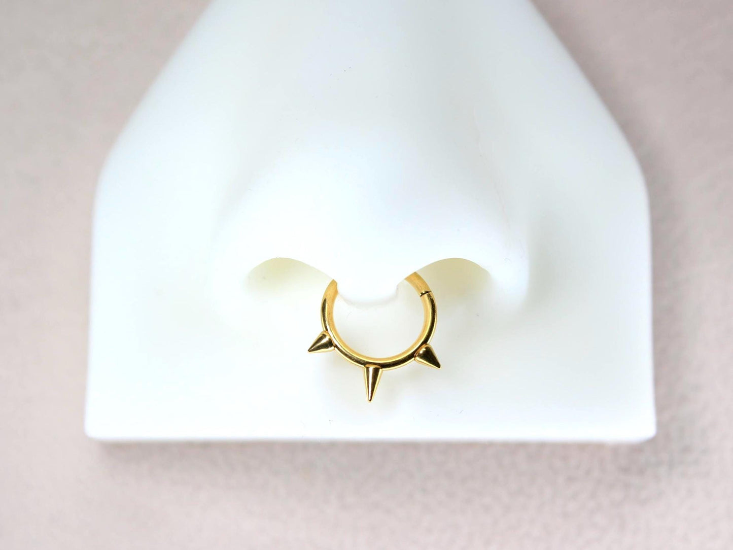 16g Spike Septum Clicker Ring, Gold Septum Segment Hoop Ring, Edgy Helix, Tragus Piercing, Minimalist Body Jewelry
