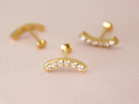 Gold Cartilage Flat Back Stud with Stones.