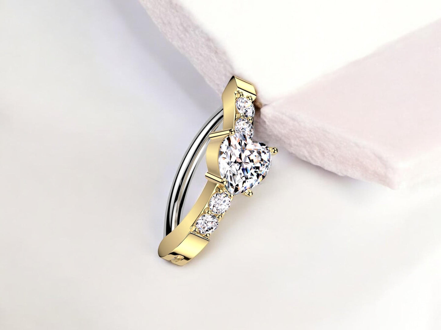 Dainty Gold Heart Belly Button Clicker Ring – Cute Gold Heart Belly Ring, Hinged Belly Piercing Jewelry