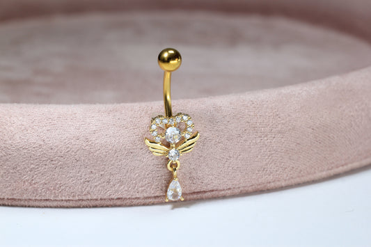 Dainty Gold Heart Belly Button Ring.