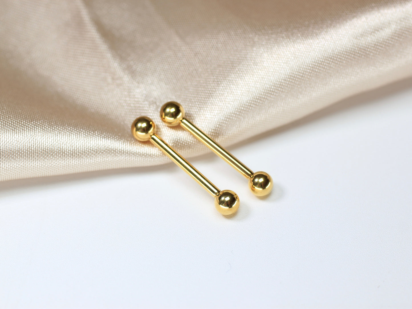 Gold Titanium Thread-less Push In Nipple Barbell.