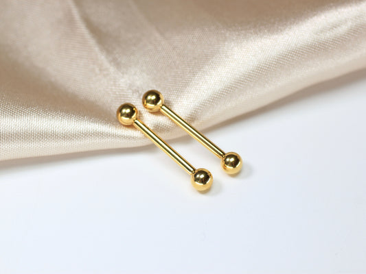 Gold Titanium Thread-less Push In Nipple Barbell.