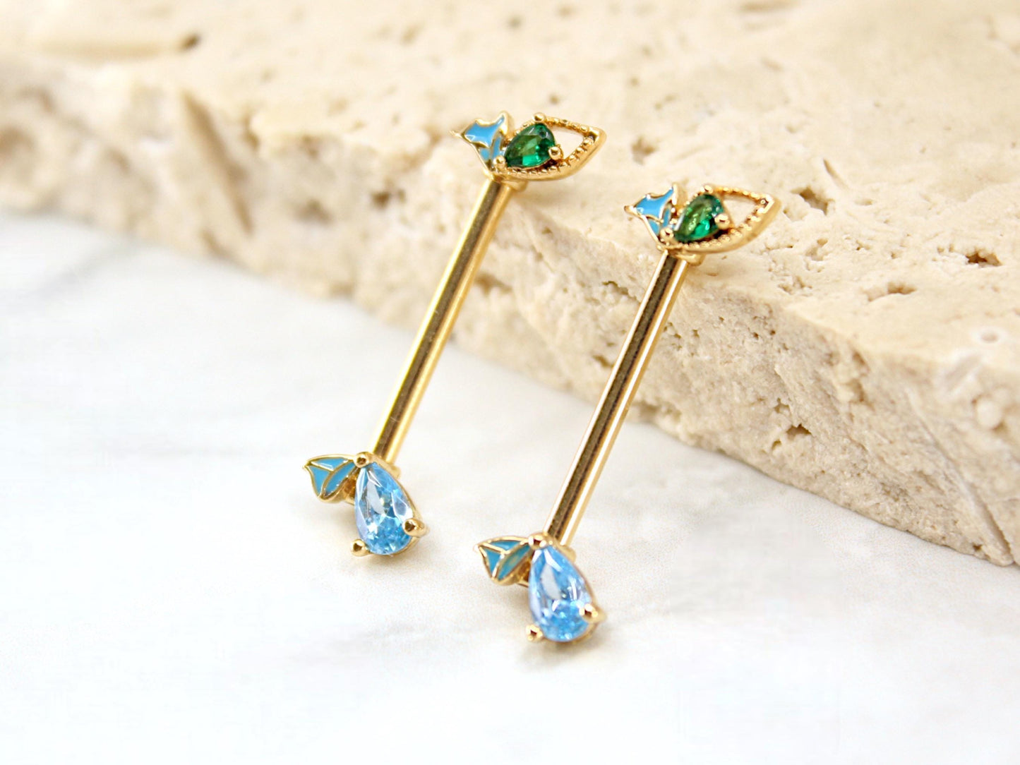 NEW • Dainty Butterfly Ends Nipple Ring,14G Dainty Butterfly Nipple Piercing Jewelry, Set of 2 Nipple Barbell Jewelry, Body Piercing Jewelry