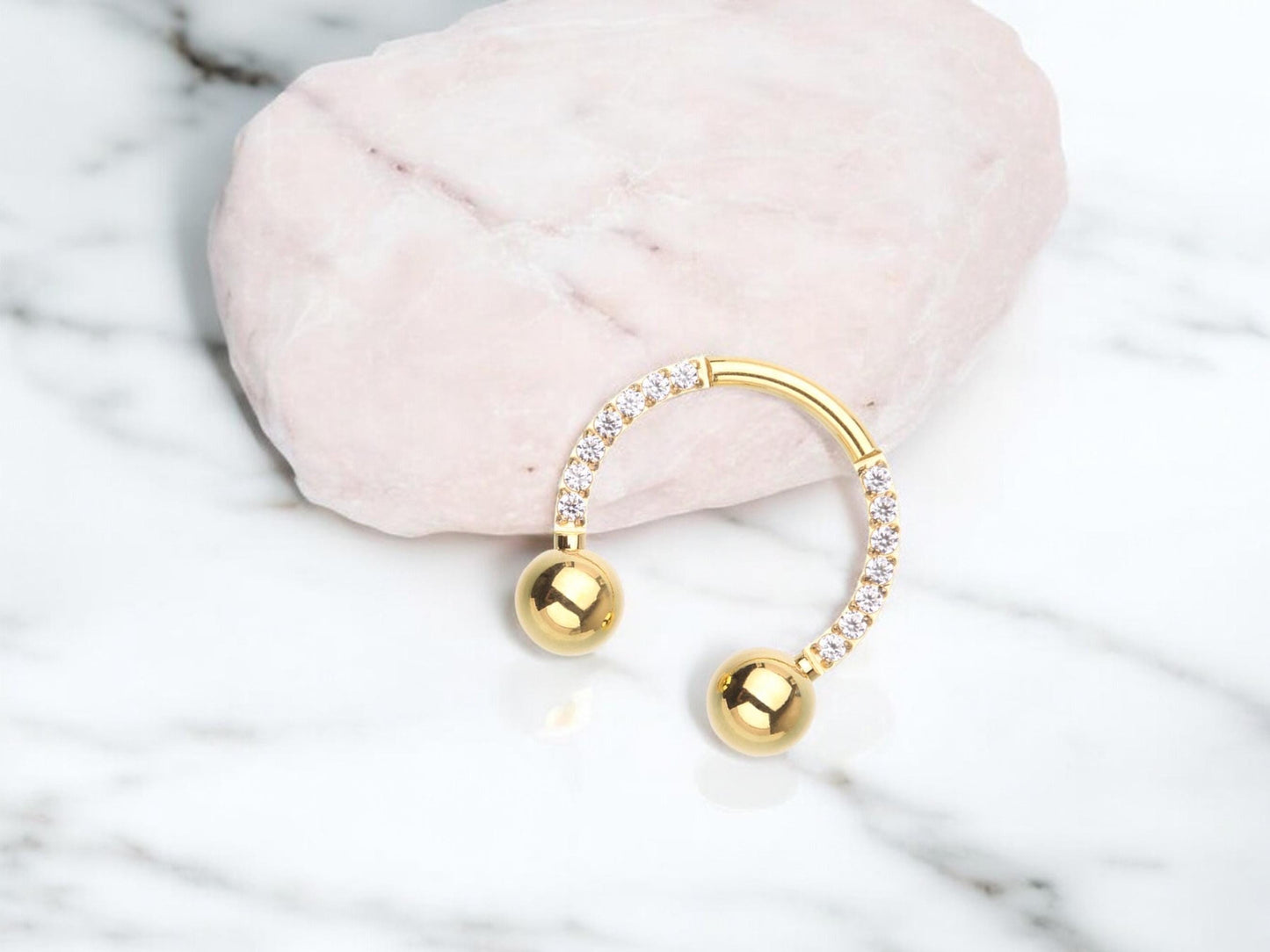 16g Gold Horseshoe Septum Ring, Implant Grade Titanium Septum Piercing, Dainty Nose Jewelry, Hypoallergenic Body Jewelry.