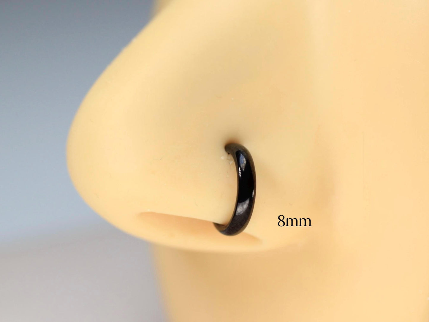 20g Chunky Nose Ring, Implant Grade Titanium Black Thick Nose Hoop Clicker Ring Piercing, Minimalist Body Jewelry