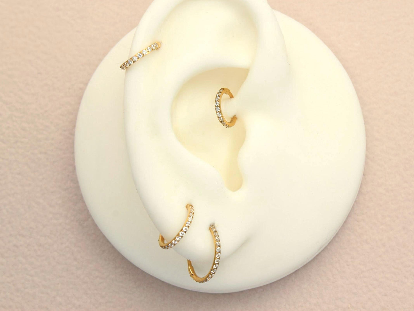 Titanium Nose Hoop Ring, 20g Dainty Gold CZ Nose Hoop Clicker Ring Piercing.