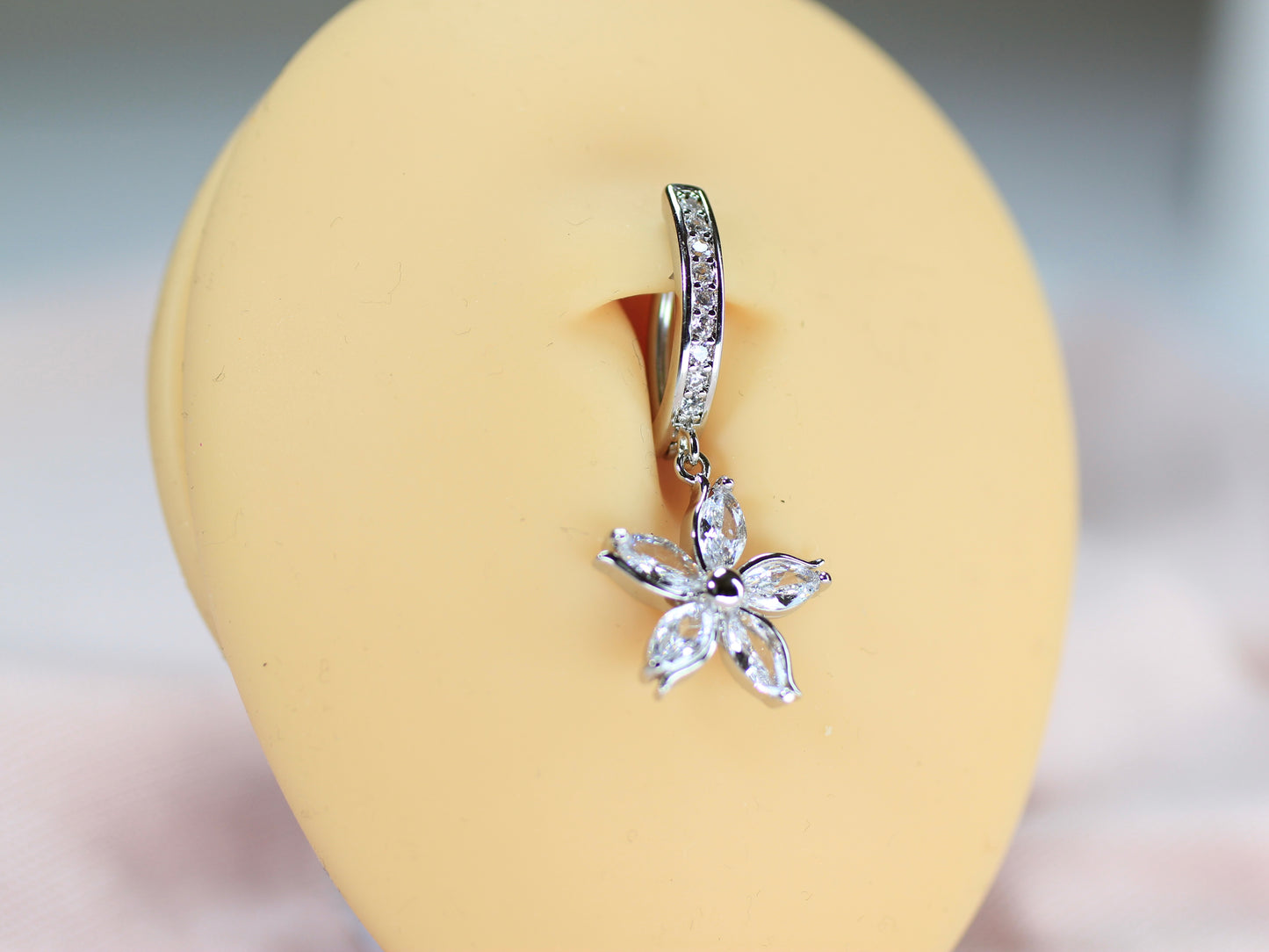 Gold Silver Star Dangle Belly Button Ring, 14G Star Belly Ring Clicker, Sparkling Navel Piercing Body Jewelry