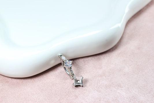 14g Silver Dangling Belly Ring.