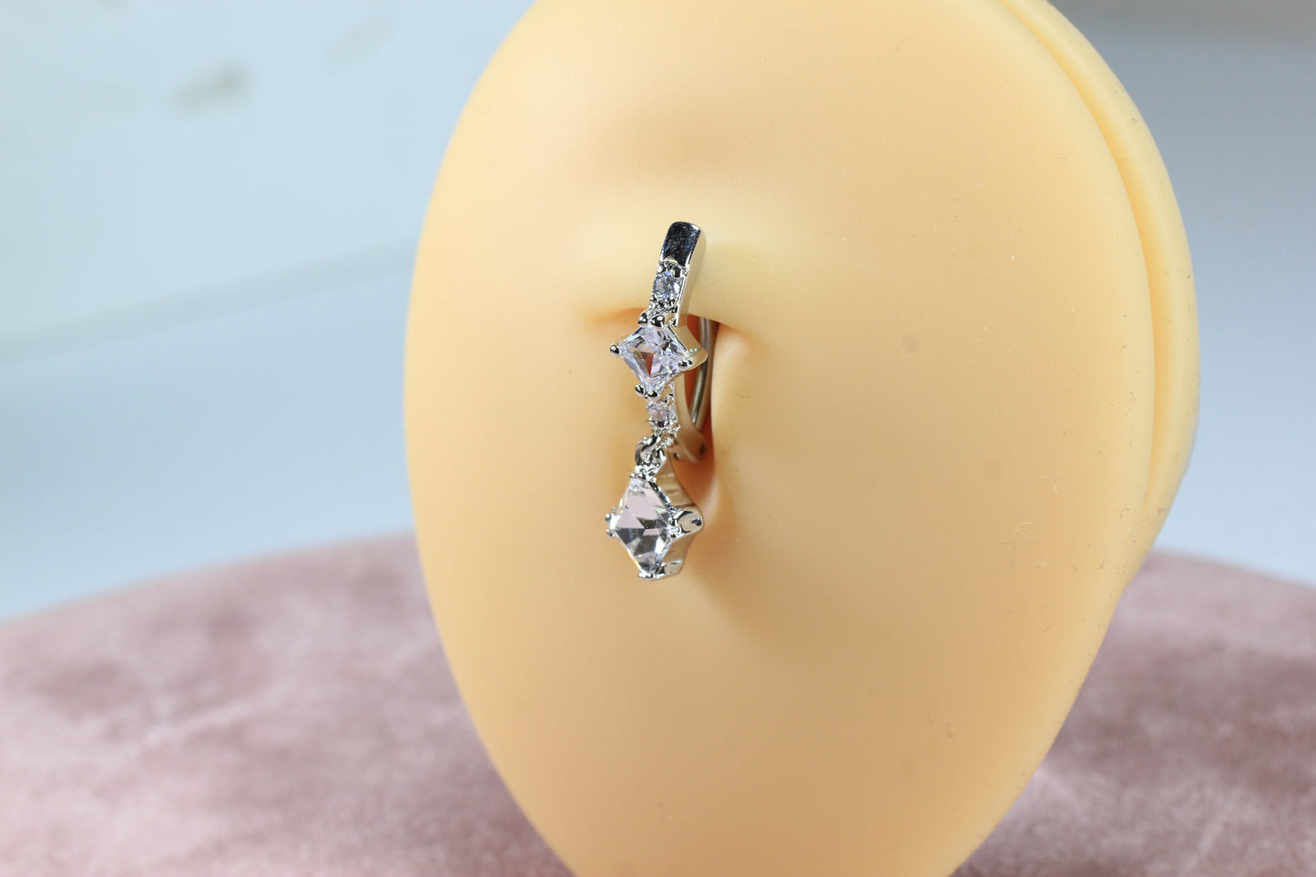 14g Silver Dangling Belly Ring.