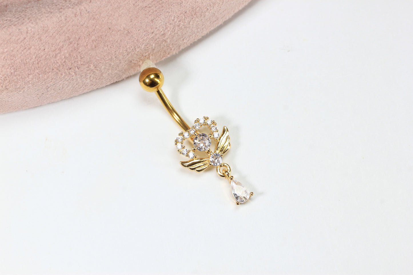 Dainty Gold Heart Belly Button Ring.