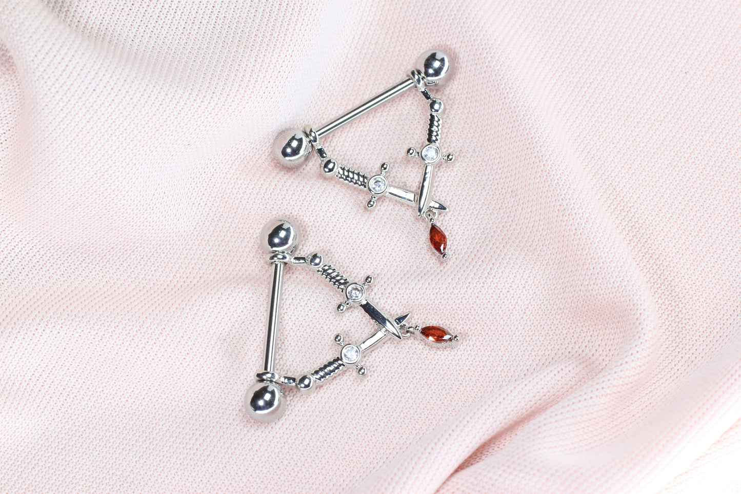 14G Silver Dagger Nipple Barbell – Dangling Sword Nipple Piercing Jewelry | Minimalist Body Jewelry.