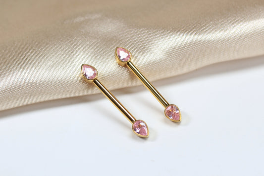 Titanium Internally Threaded Pink Nipple Barbell.