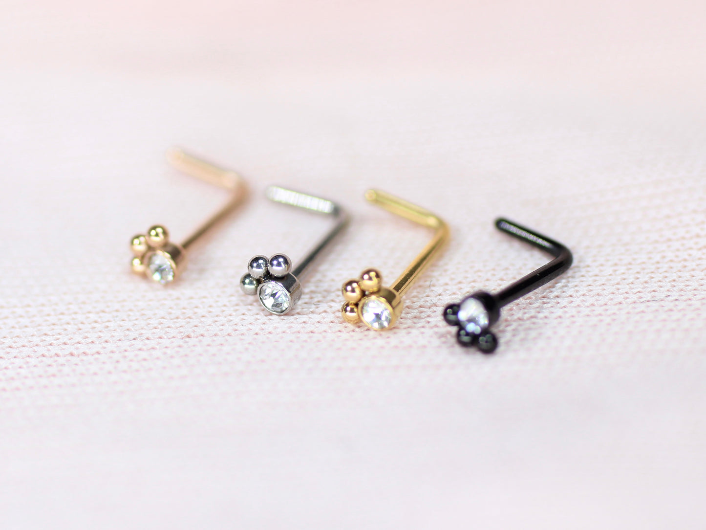 20G Paw Nose Stud – L Shape Nose Piercing Ring, Dainty Paw Print Nose Stud Jewelry.