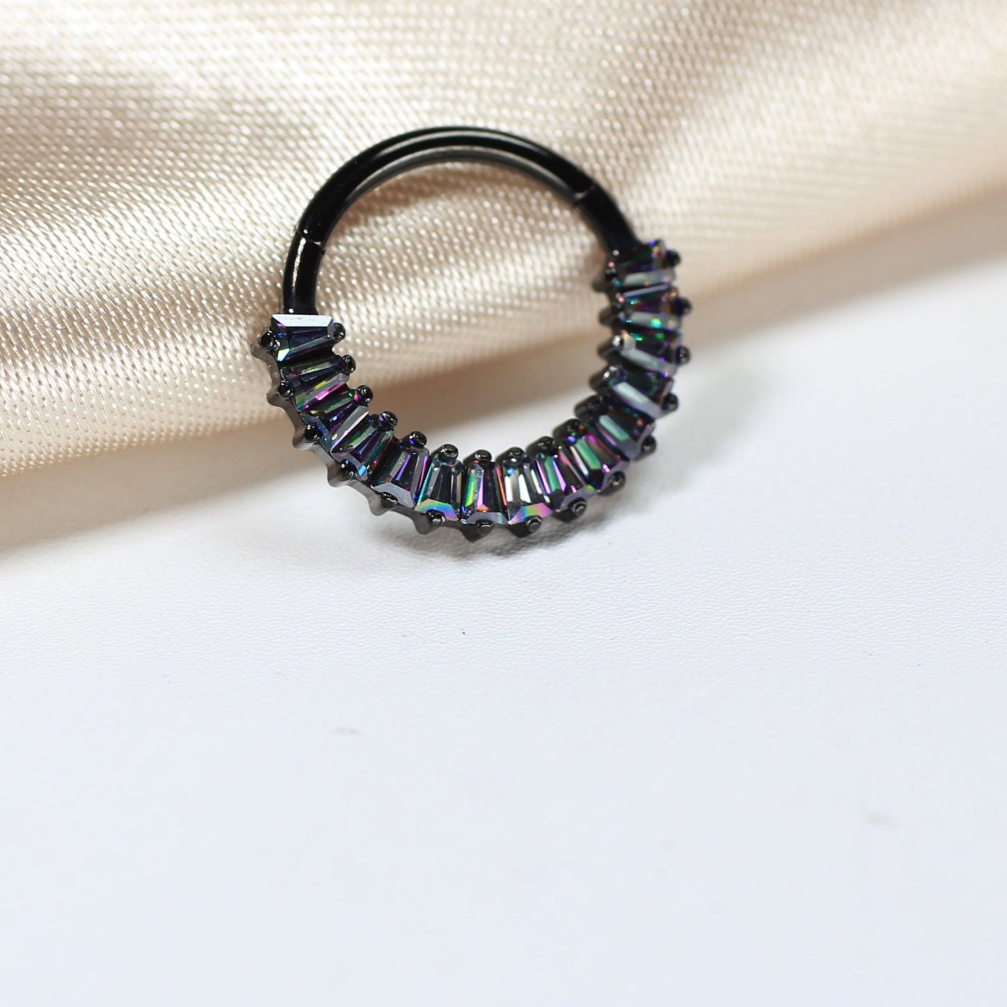 Black Vitrail Titanium Septum Clicker Ring.