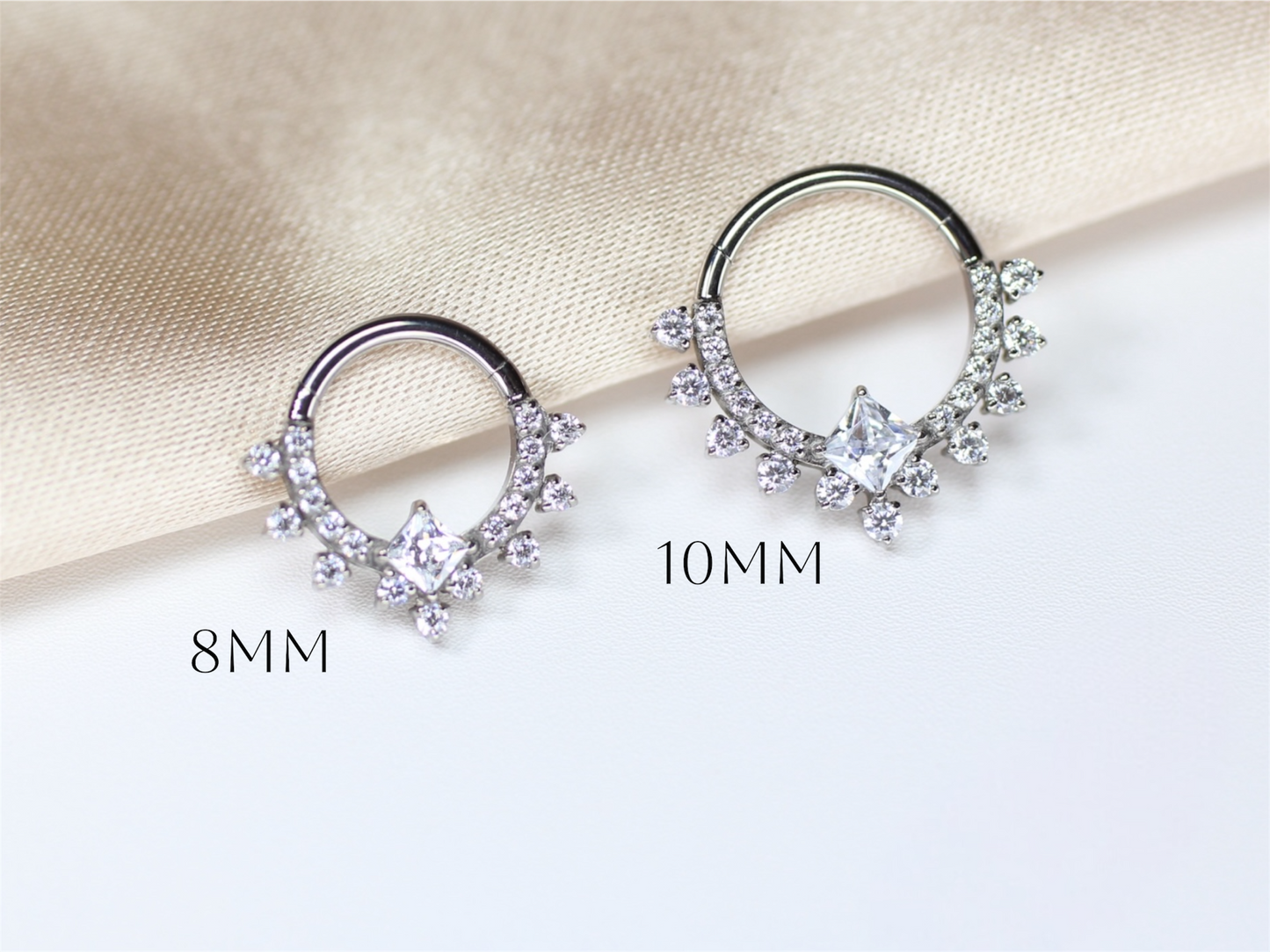 Silver Titanium Sparkling Septum Clicker Ring.
