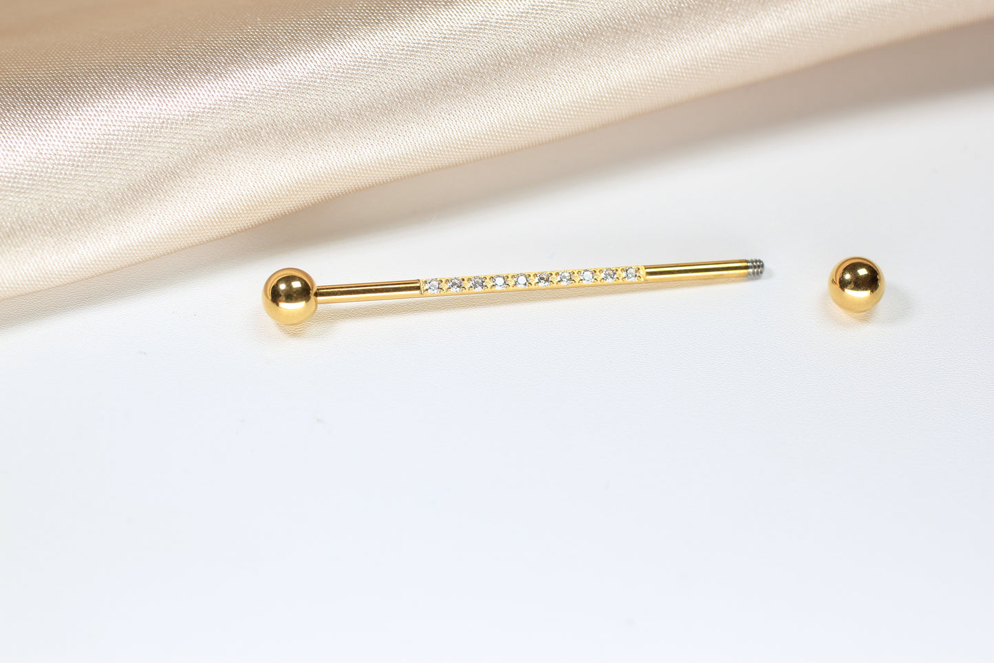 14G Titanium Industrial Barbell with CZ.
