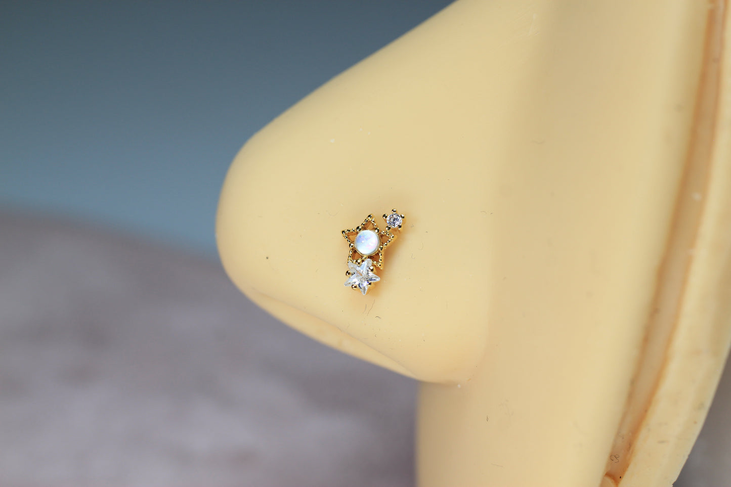 Gold Opal Star Nose Stud