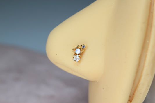 Gold Opal Star Nose Stud