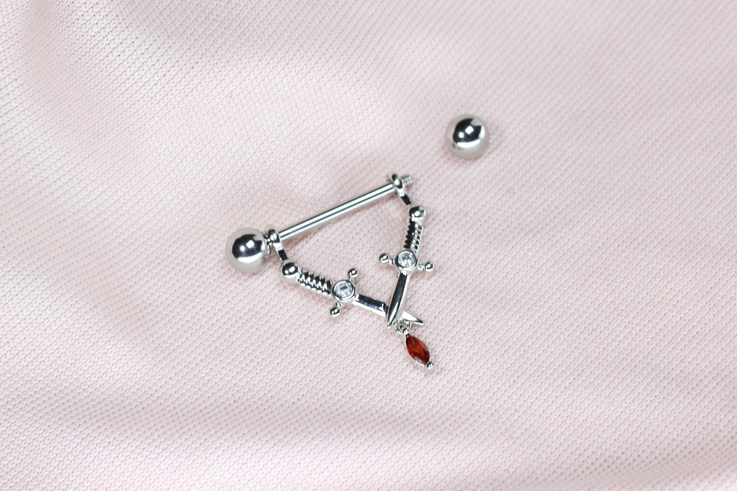 14G Silver Dagger Nipple Barbell – Dangling Sword Nipple Piercing Jewelry | Minimalist Body Jewelry.