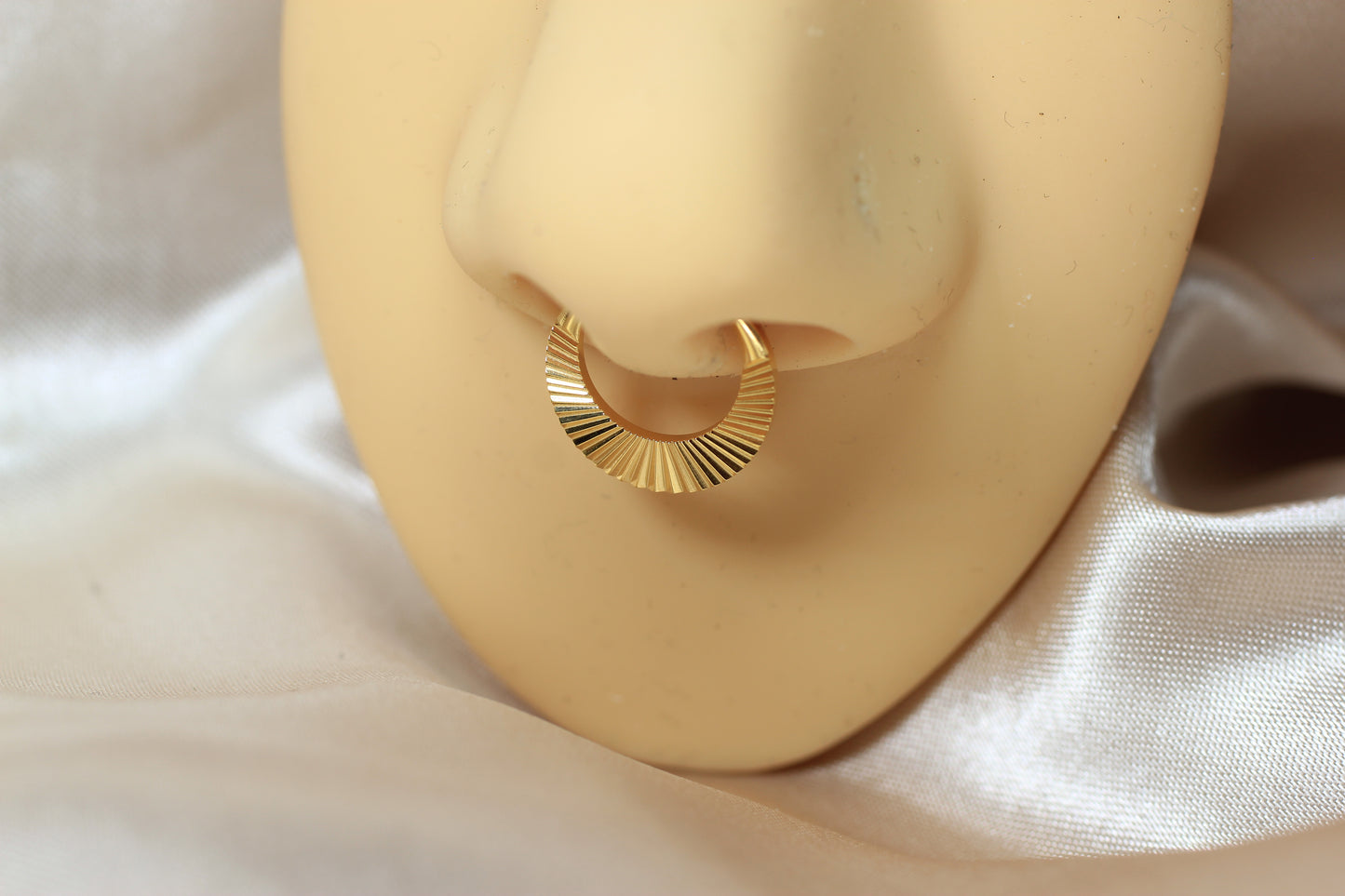 Gold Titanium Faceted Septum Ring.