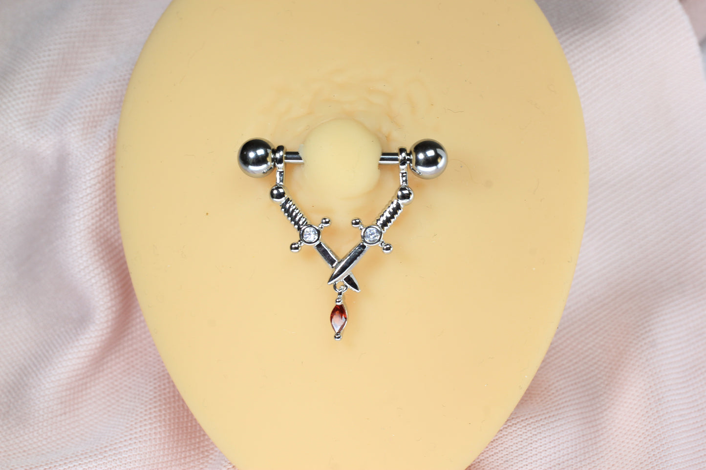 14G Silver Dagger Nipple Barbell – Dangling Sword Nipple Piercing Jewelry | Minimalist Body Jewelry.