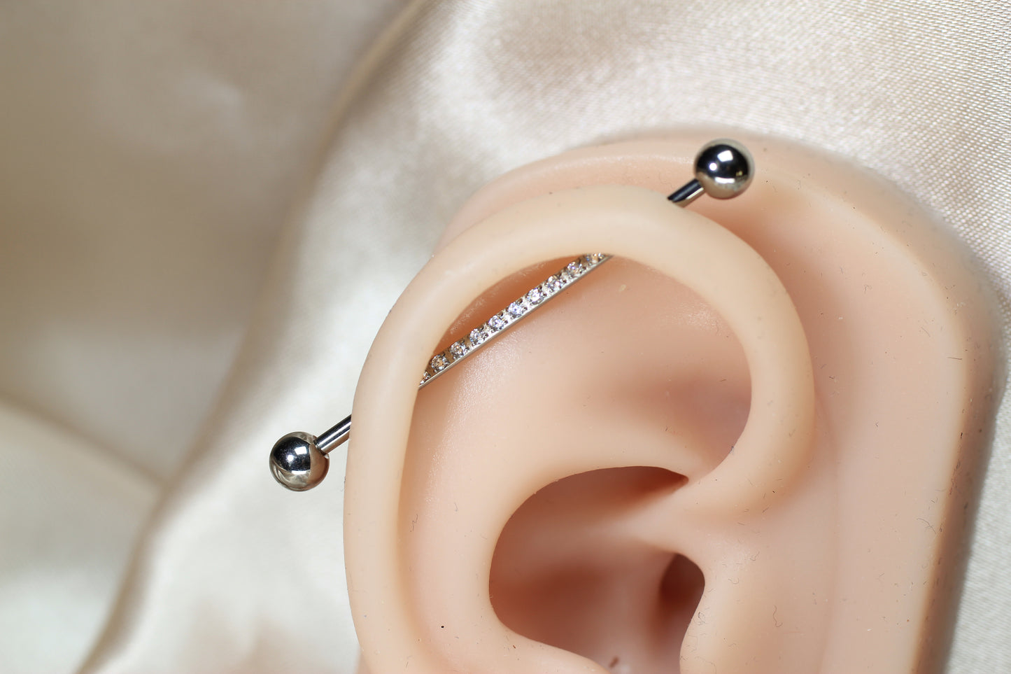 14G Titanium Industrial Barbell with CZ.