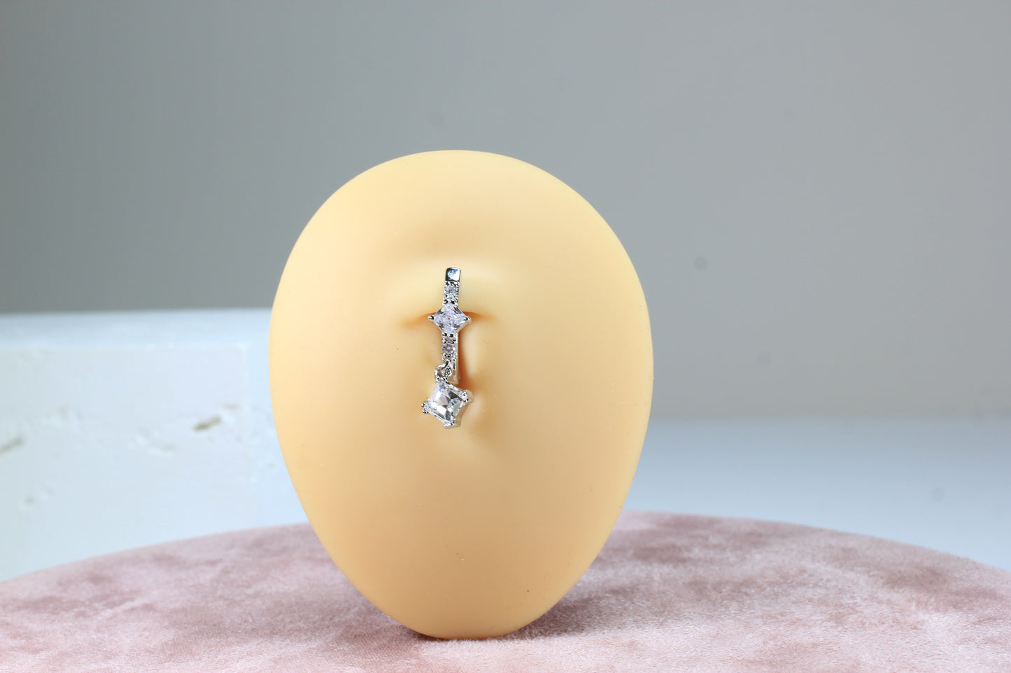 14g Silver Dangling Belly Ring.