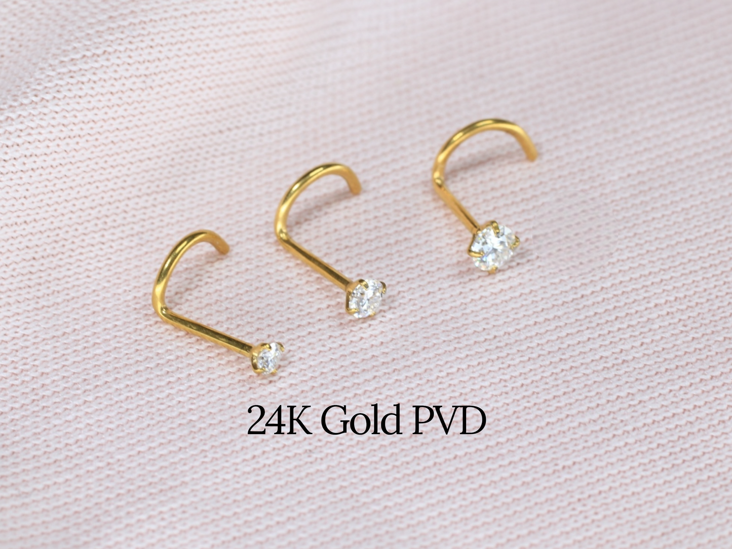 20G Moissanite Diamond Nose Stud – Implant Grade Titanium Gold Corkscrew Nose Stud, Dainty Diamond Nose Piercing Jewelry.