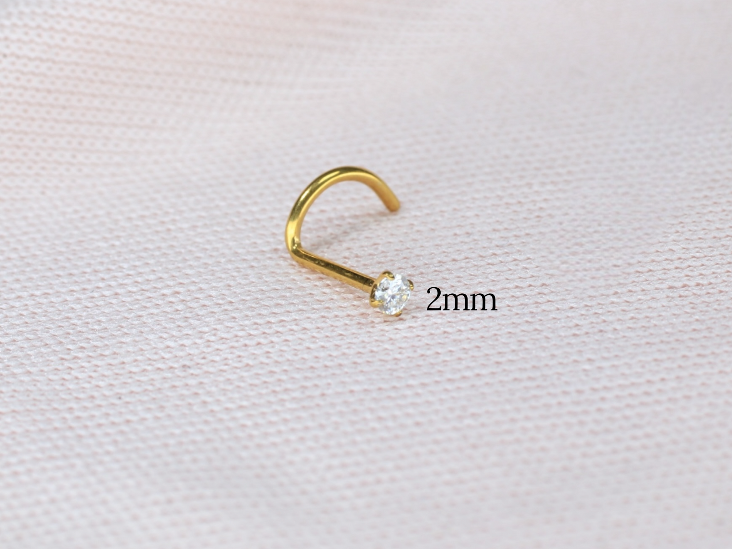 20G Moissanite Diamond Nose Stud – Implant Grade Titanium Gold Corkscrew Nose Stud, Dainty Diamond Nose Piercing Jewelry.