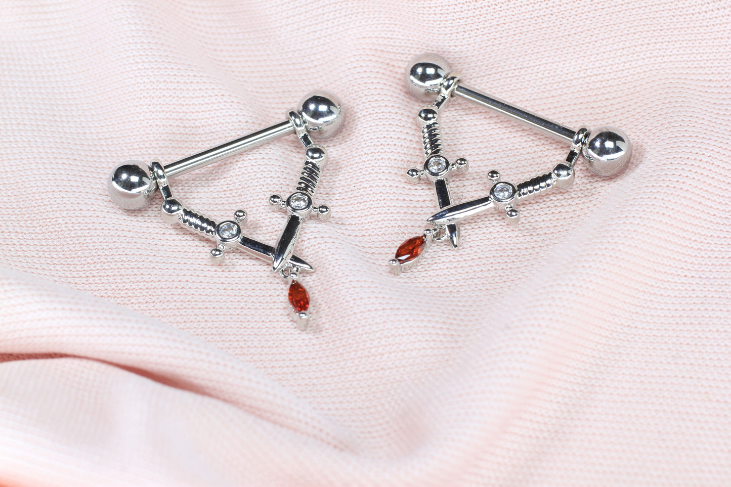 14G Silver Dagger Nipple Barbell – Dangling Sword Nipple Piercing Jewelry | Minimalist Body Jewelry.