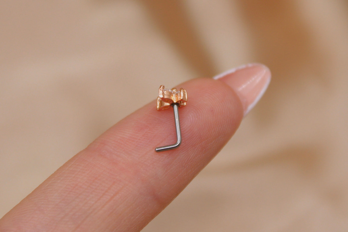 Dainty Rose Gold Butterfly Nose Stud.