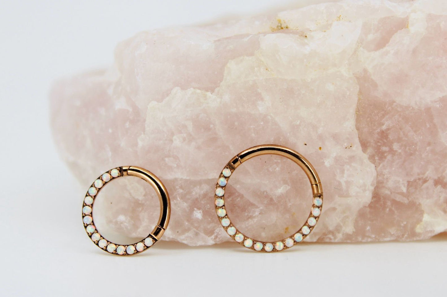 16g Rose Gold Titanium Segment Hoop Ring, Super Dainty Pearl Decor Front Septum Piercing Clicker Ring, Multiple Piercing Hoop Ring Jewelry