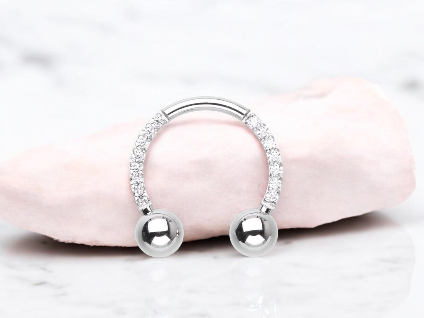 16g Silver Titanium Horseshoe Septum Ring, Implant Grade Titanium Septum Piercing, Hypoallergenic Septum Body Jewelry